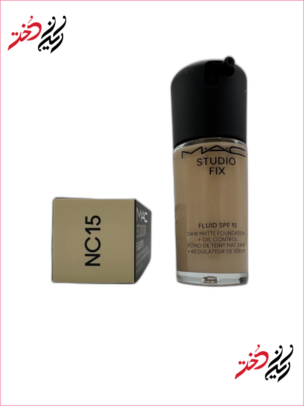 بسته‌بندی کرم‌پودر مک Studio Fix رنگ NC15 مناسب پوست روشن با زیرتون زرد