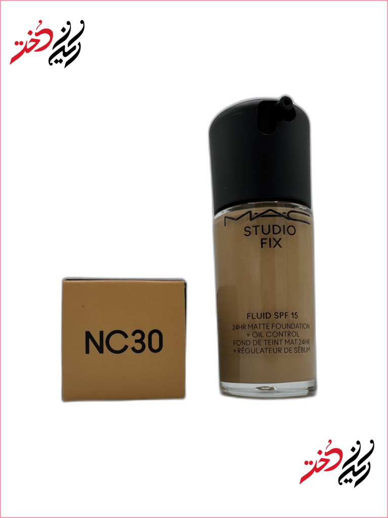 بسته‌بندی کرم پودر Studio Fix مک رنگ NC30 با پوشش مات ۲۴ ساعته
