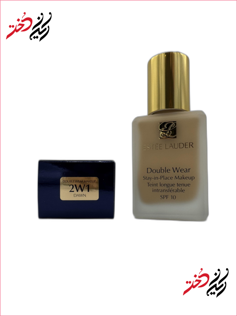 لیبل رنگ کرم پودر استی لادر Double Wear – کد 2W1 Dawn روی جعبه