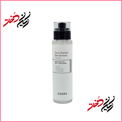 سرم COSRX The 6 Peptide Skin Booster – نمای جلو با ظرف شیشه‌ای و پمپ مشکی – طراحی ساده و حرفه‌ای – عرضه‌شده توسط ایران دخت