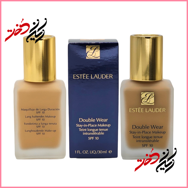 فونداسیون استی لودر مدل Double Wear Stay-in-Place Makeup SPF 10 حجم ۳۰ میلی‌لیتر – نمای جلوی بطری و جعبه اورجینال – ایران دخت