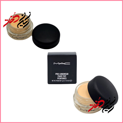 کانسیل مک مدل Pro Longwear Paint Pot حجم ۵ گرم – نمای باز و بسته با ظرف شیشه‌ای و قاب مشکی – پوشاننده تیرگی و لک – عرضه شده توسط فروشگاه ایران دخت