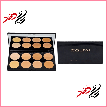 پالت کانسیل رولوشن مدل Ultra Cover and Conceal – نمای باز و بسته با طراحی مشکی و ۱۲ رنگ – عرضه شده توسط فروشگاه ایران دخت