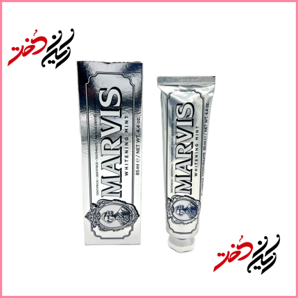 دندان‌پاستا مارویس مدل Whitening Mint حجم ۸۵ میلی‌لیتر – نمای جلوی تیوب و جعبه اورجینال – ایران دخت