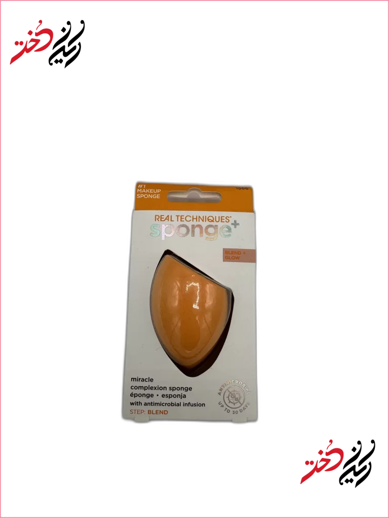 real-techniques-miracle-sponge-back_final اسفنج آرایشی ریل تکنیکس مدل Miracle Complexion Sponge+ با بستهبندی نارنجی سفید