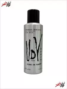 اسپری بدن مردانه اولریک دو وارن UDV Black با طراحی نقره‌ای مشکی