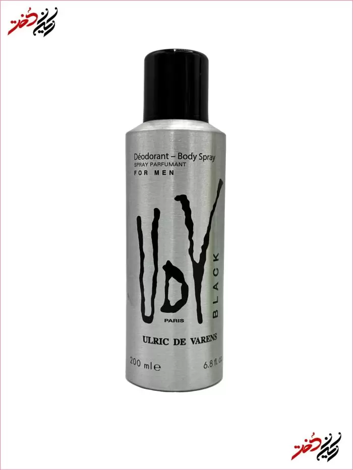 udv-black-body-spray-back اسپری بدن مردانه اولریک دو وارن UDV Black با طراحی نقرهای مشکی