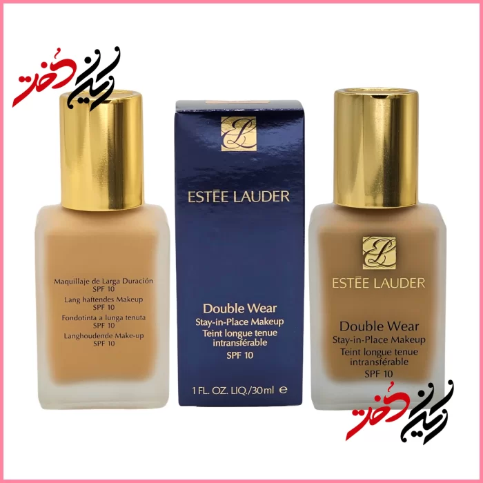 فونداسیون استی لودر مدل Double Wear Stay-in-Place Makeup SPF 10 حجم ۳۰ میلی‌لیتر – نمای جلوی بطری و جعبه اورجینال – ایران دخت